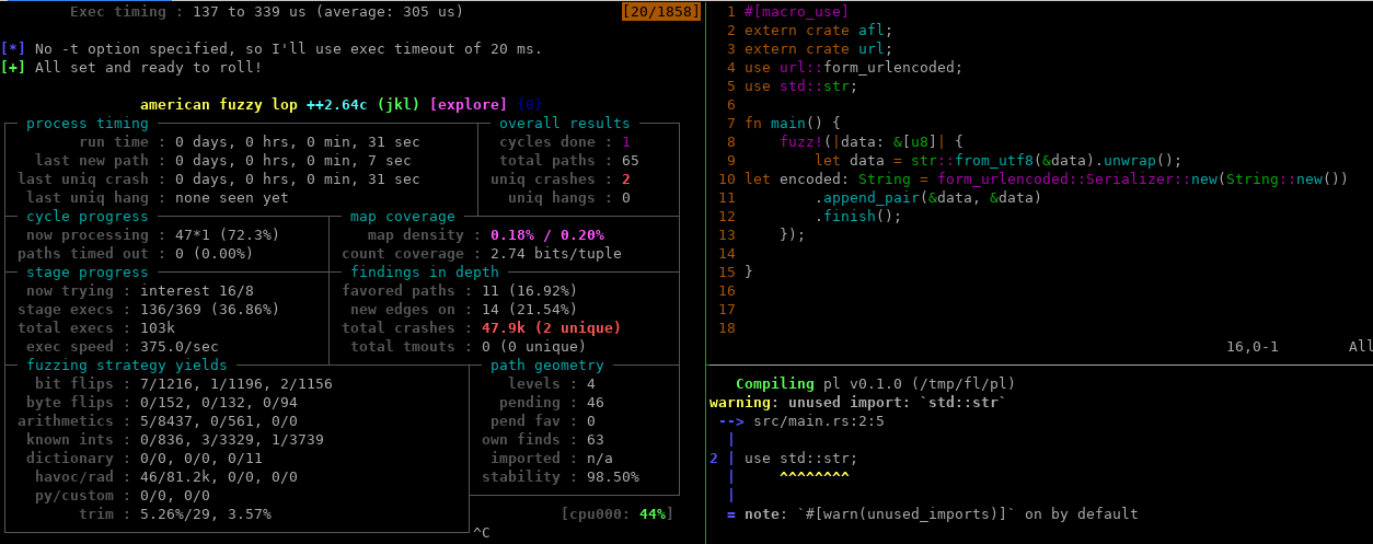 Rust fuzzing with AFL