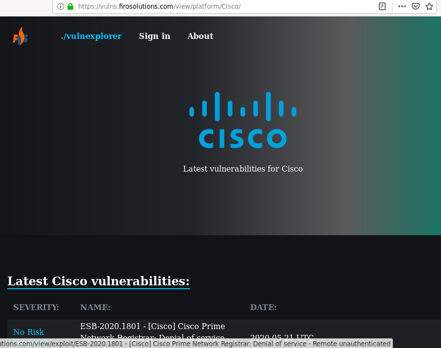 cisco vulnerability explorer