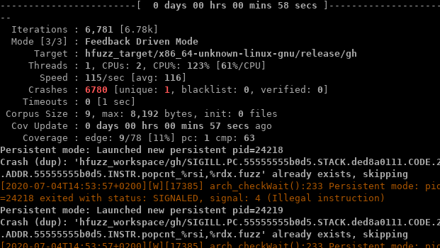 Rust fuzzing with hongfuzz