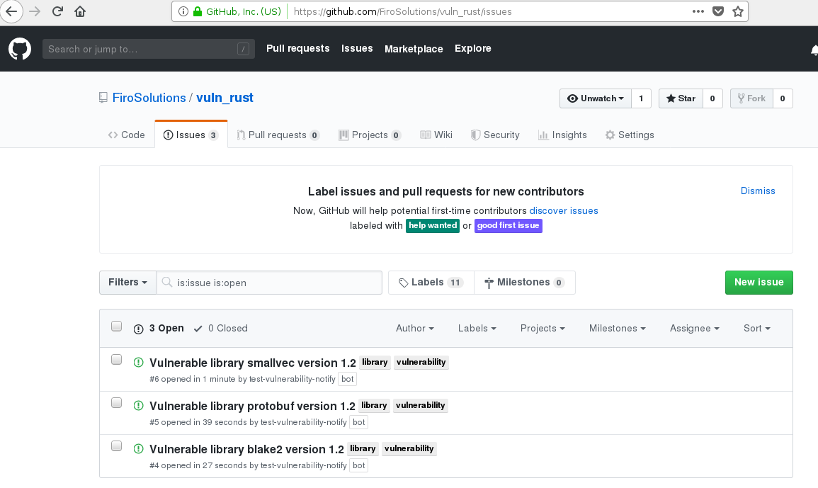 github rust repository issues